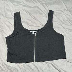 Black zip up crop top
